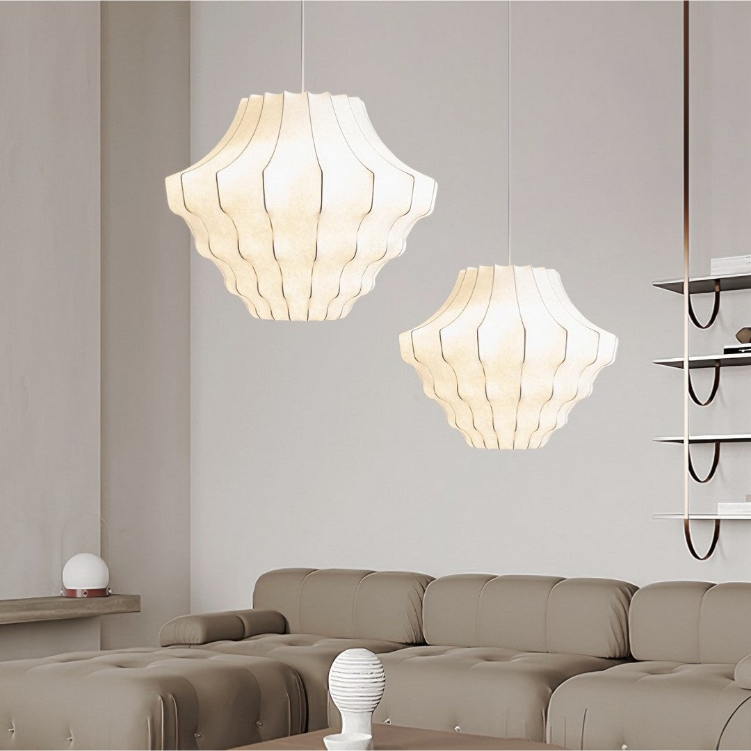 AYABI - Lustre Suspension Wabi Sabi en Soie Blanc Lumio™