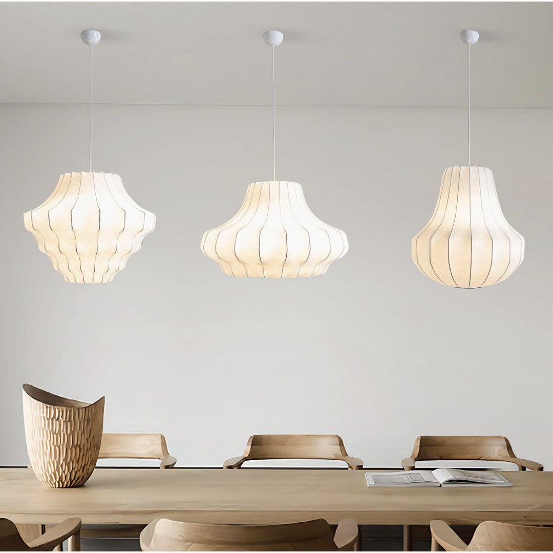 AYABI - Lustre Suspension Wabi Sabi en Soie Blanc Lumio™