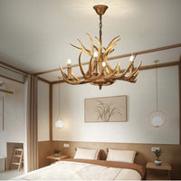 CERVANO – Lustre Bois de Cerf en Résine et Métal