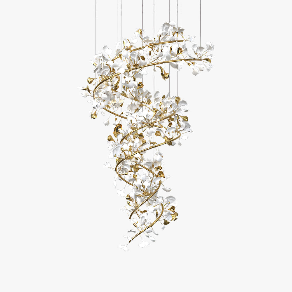 OPULCE - Lustre Dorée en Métal et Céramique Florale Lumio™