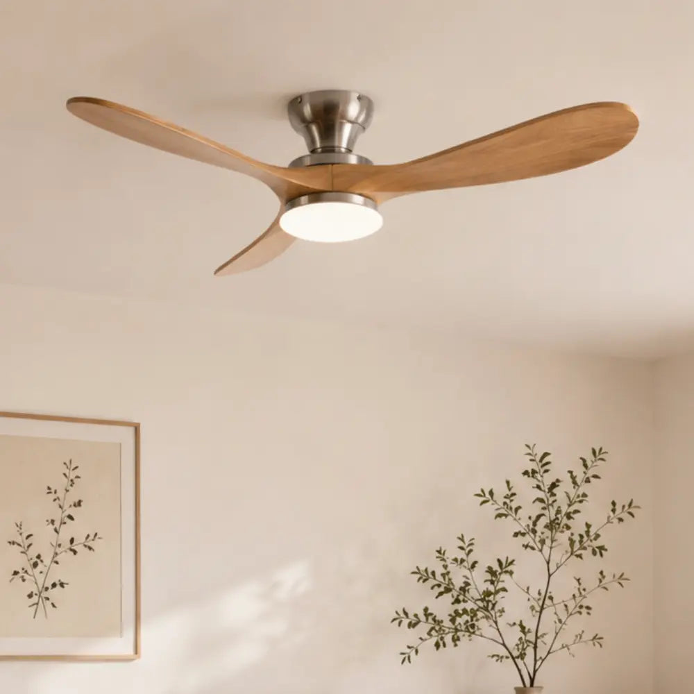 Plafonnier Ventilateur Silencieux Bois Naturel LED