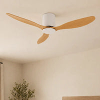 Plafonnier Ventilateur Silencieux Bois Clair et Blanc