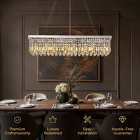 Lustre Rectangulaire Cristal Argenté vue d'ensemble