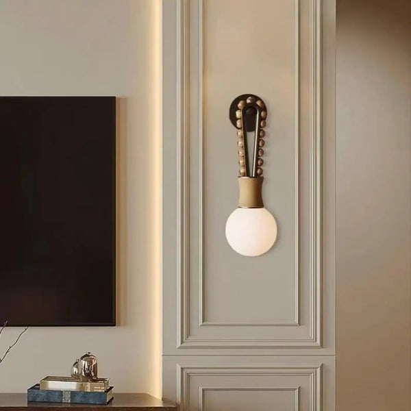 Applique Murale Laiton avec Globe en Verre Blanc