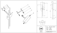 Détail de la tige lumineuse de l'applique murale LED verticale, vue 9