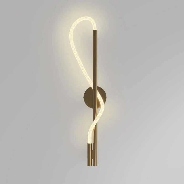 Applique murale dorée Onda avec ruban lumineux ondulant en acier