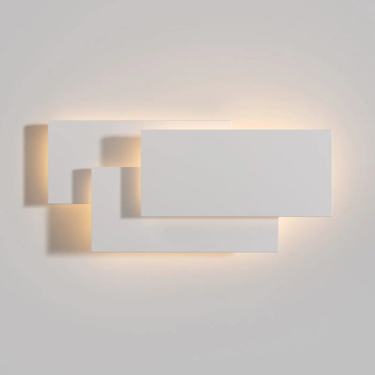 Applique murale LED géométrique en acier blanc pour salon ou chambre