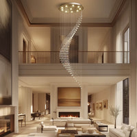 Lustre Spirale Cristal Forme Lune pour Escalier et Entrée