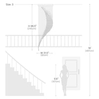 Lustre Spirale Cristal Forme Lune pour Escalier et Entrée