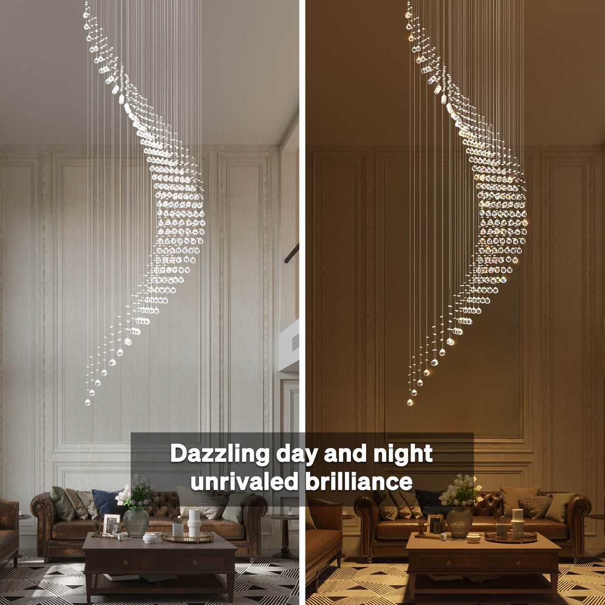 Lustre Spirale Cristal Argenté Entrée suspendu