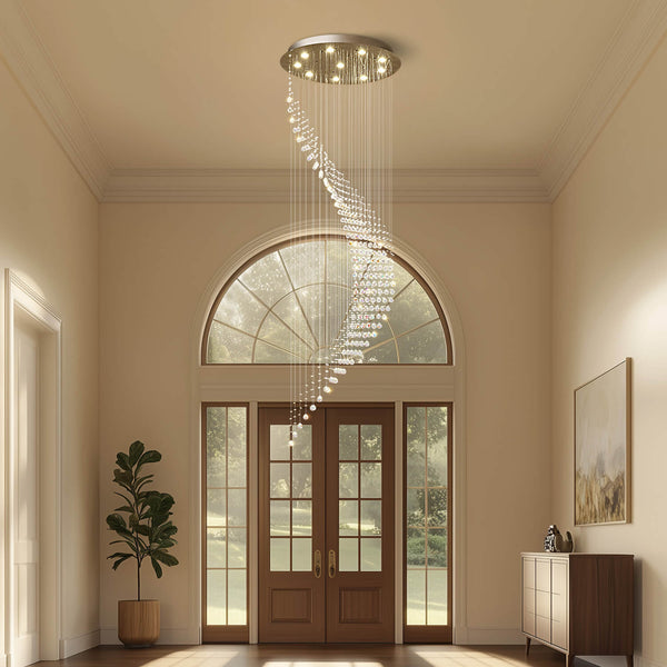 Lustre Spirale Cristal Forme Lune pour Escalier et Entrée
