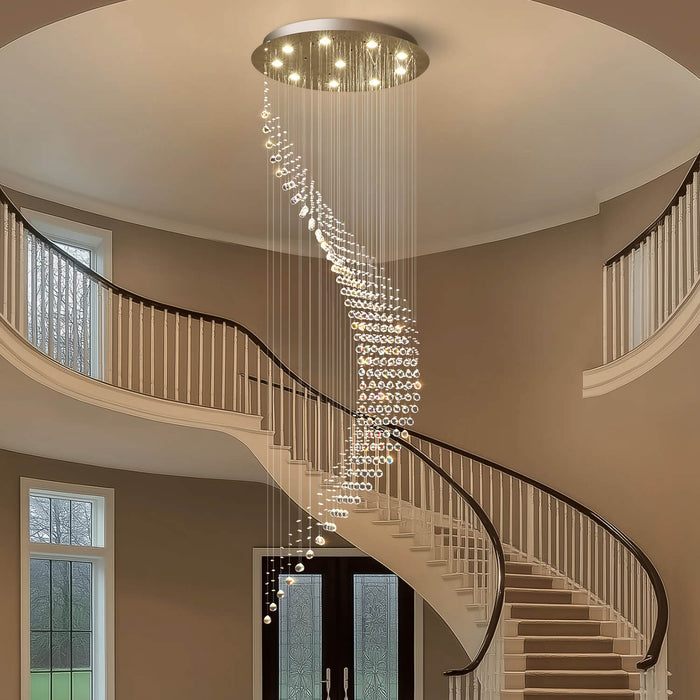 Lustre Spirale Cristal Forme Lune pour Escalier et Entrée