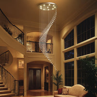 Lustre Spirale Cristal Forme Lune pour Escalier et Entrée
