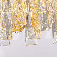 Lustre Rond Cristal Doré Télécommandé
