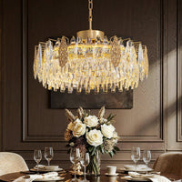 Lustre Rond Cristal Doré Télécommandé