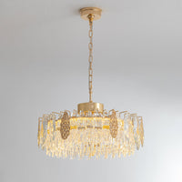 Lustre Rond Cristal Doré Télécommandé