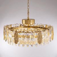 Lustre Rond Cristal Doré Télécommandé