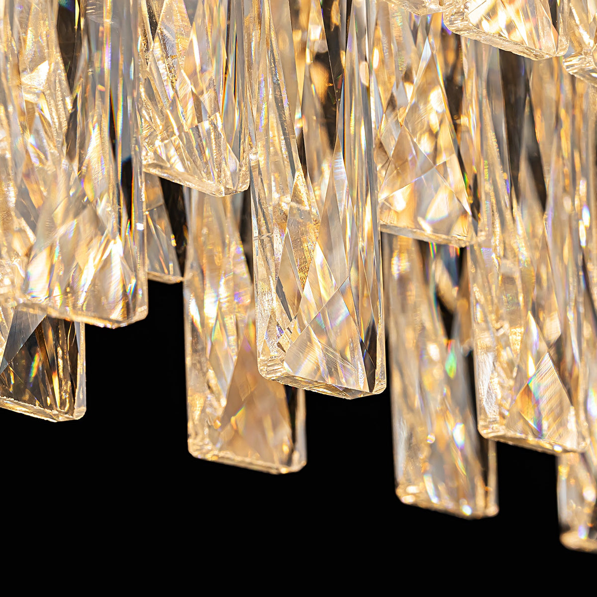 Lustre Linéaire Cristal Doré Îlot Cuisine