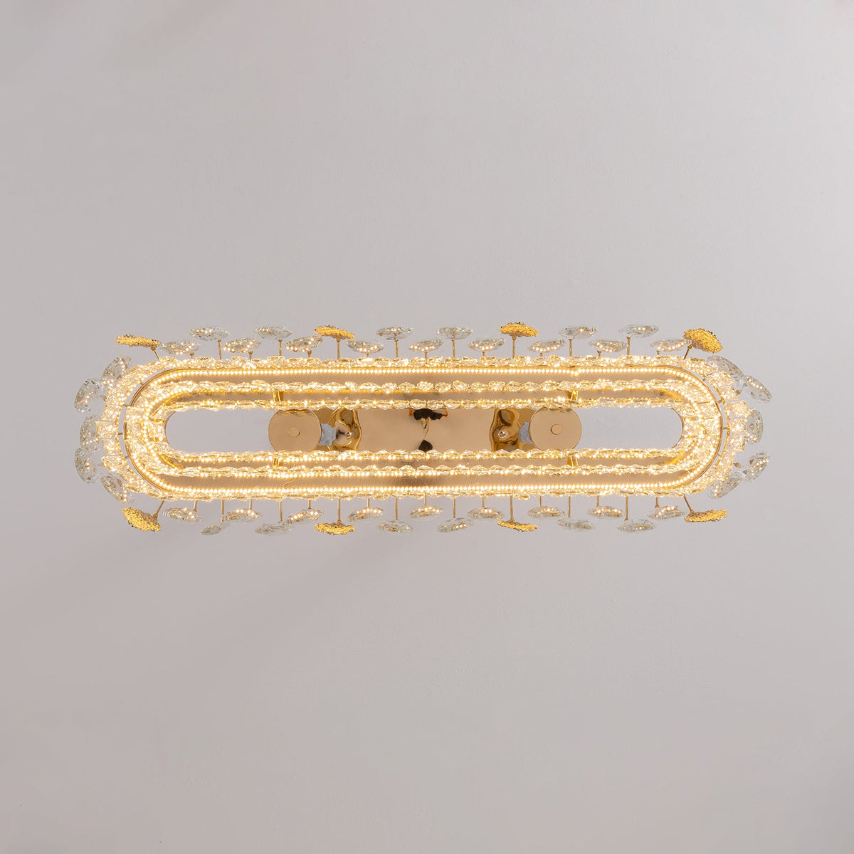 Lustre Linéaire Cristal Doré Îlot Cuisine
