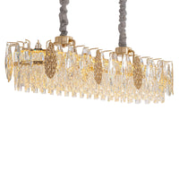 Lustre Linéaire Cristal Doré Îlot Cuisine