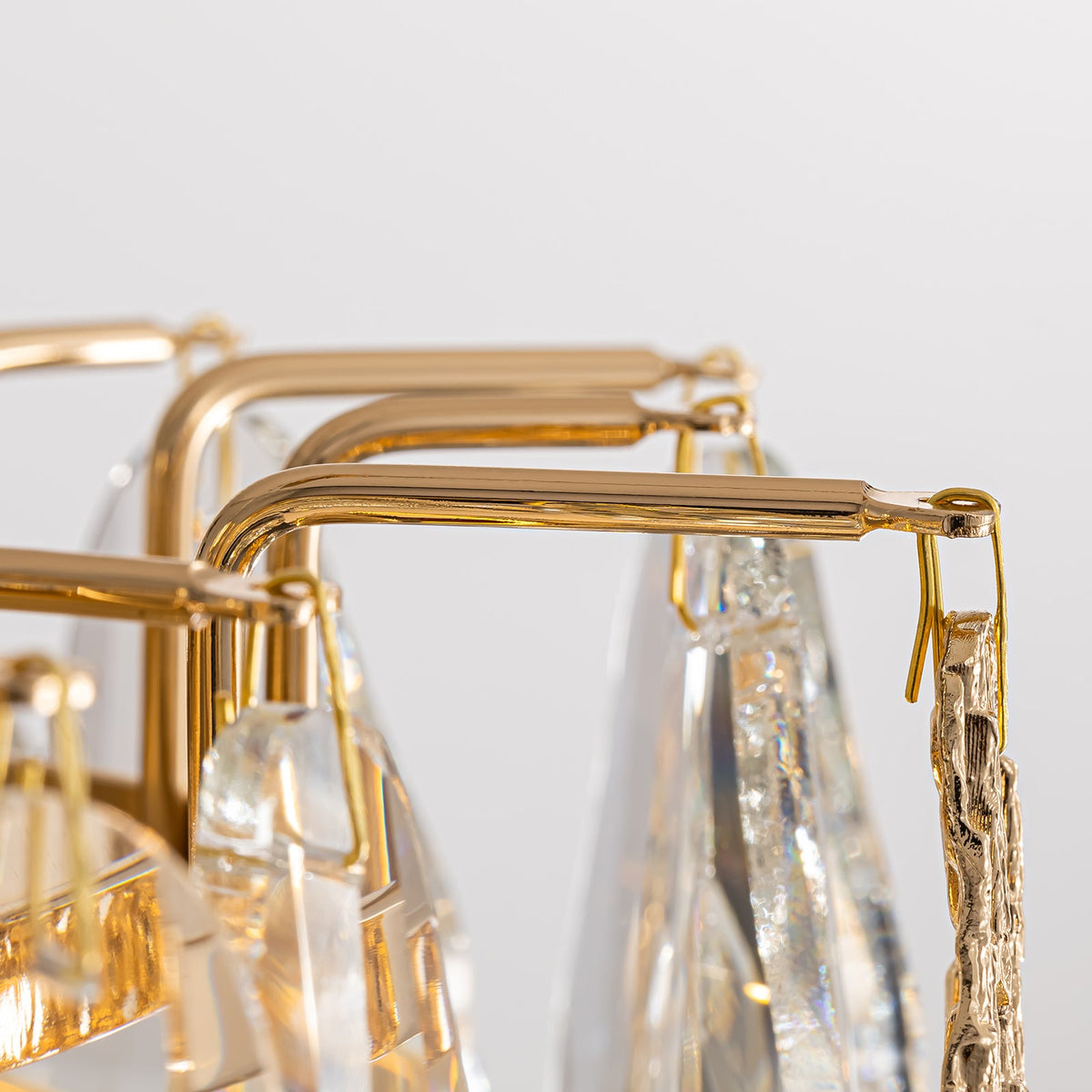 Lustre Linéaire Cristal Doré Îlot Cuisine
