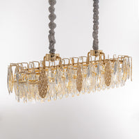Lustre Linéaire Cristal Doré Îlot Cuisine