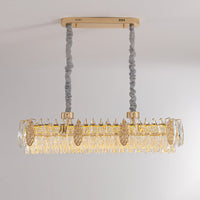 Lustre Linéaire Cristal Doré Îlot Cuisine