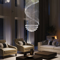 Lustre Spirale en Cristal Moderne pour Escalier