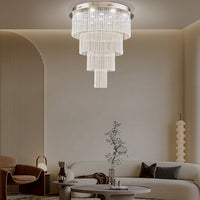 Lustre Rond Cristal Salon Argenté vue d'ensemble