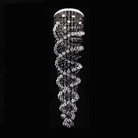 Lustre Double Spirale Cristal K9 Chrome pour Escalier et Entrée