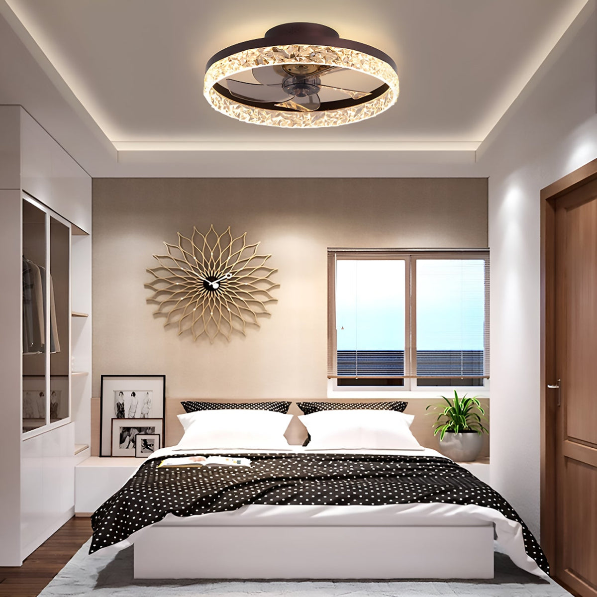 Plafonnier Ventilateur Rond Intégré