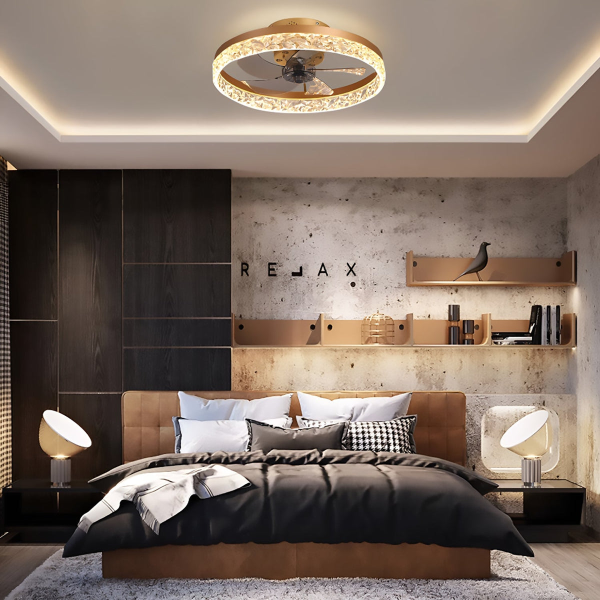 Plafonnier Ventilateur Rond Intégré
