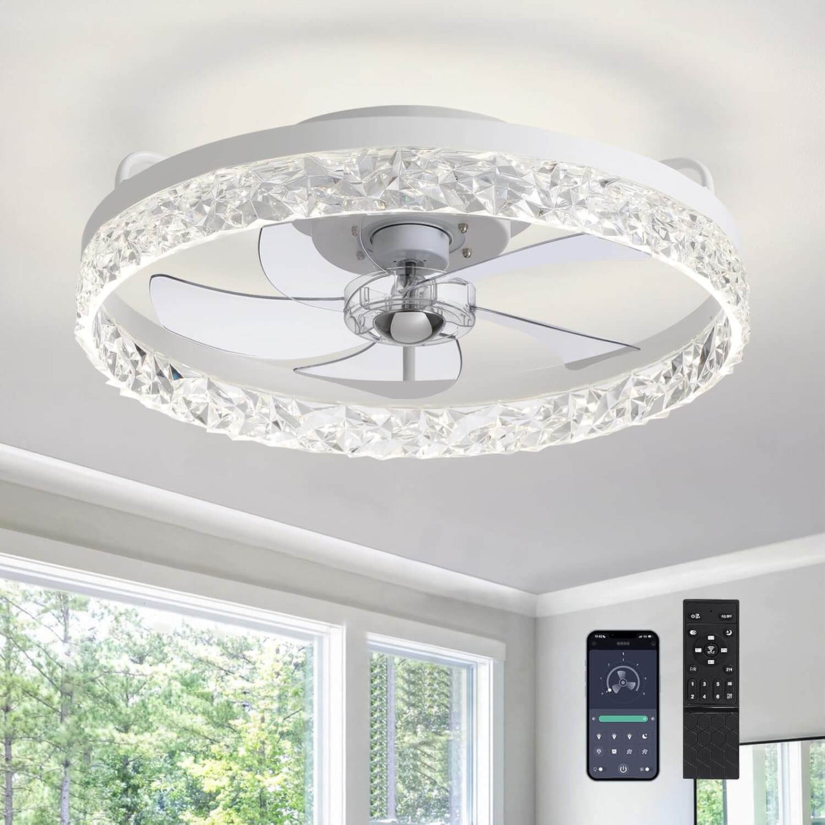 Plafonnier Ventilateur Rond Intégré
