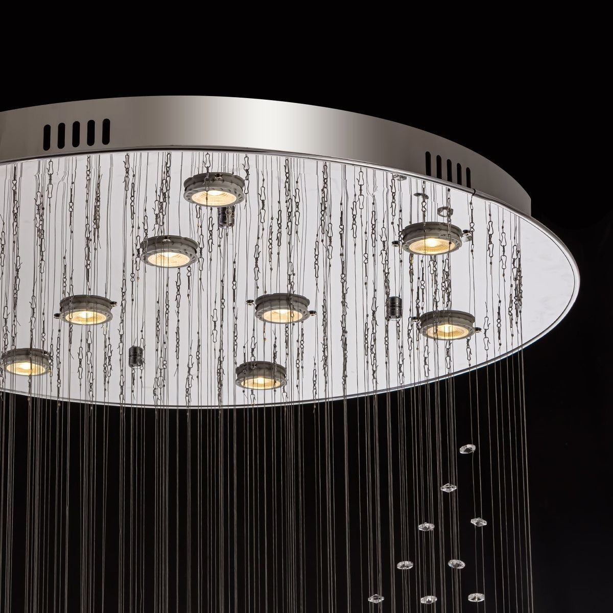Lustre Spirale Cristal Triple Sphère pour Escalier et Entrée