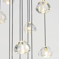 Lustre Cascade LED Noir en Cristal pour Escalier