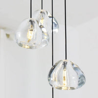 Lustre Cascade LED Noir en Cristal pour Escalier