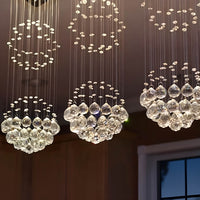 Lustre Rectangulaire Cristal Argenté 9 Lumières en situation