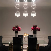 Lustre Rectangulaire Cristal Argenté 9 Lumières