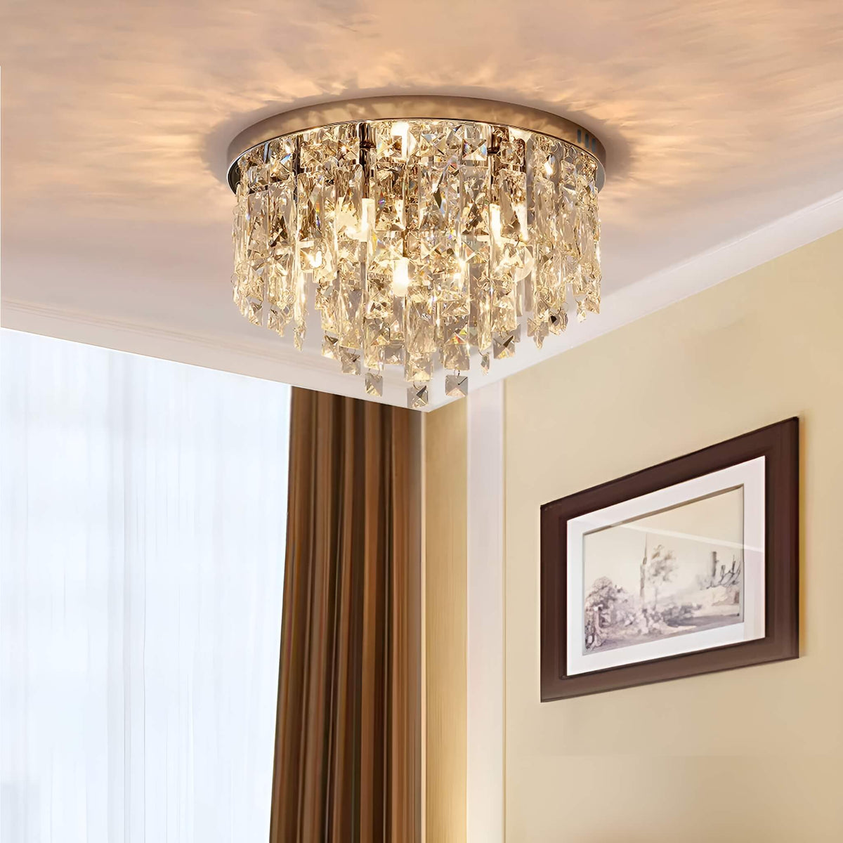 Lustre Rond Cristal Salle à Manger Anneau