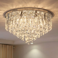 Lustre Rond Cristal Salle à Manger Anneau gros plan