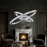 Lustre Rectangulaire Cristal Argenté Anneau
