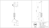 Suspension dôme en verre strié avec monture dorée au-dessus d'une table, vue 13