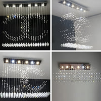 Lustre Rectangulaire Cristal Argenté 6 Lumières design