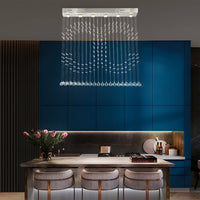 Lustre Rectangulaire Cristal Argenté 6 Lumières vue d'ensemble