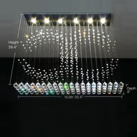 Lustre Rectangulaire Cristal Argenté 6 Lumières suspendu