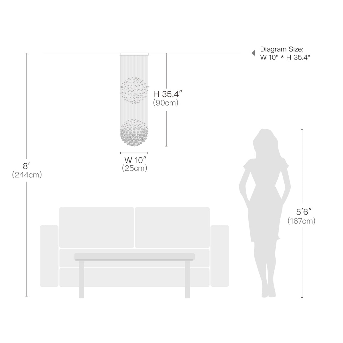 Lustre Double Sphère Cristal K9 pour Salon