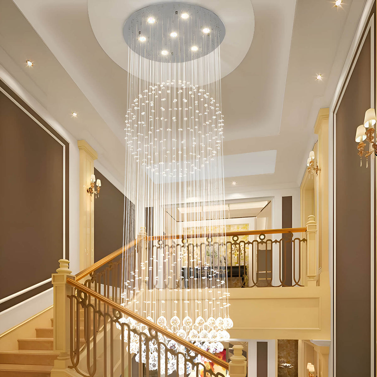 Lustre double sphère cristal salon Lumio