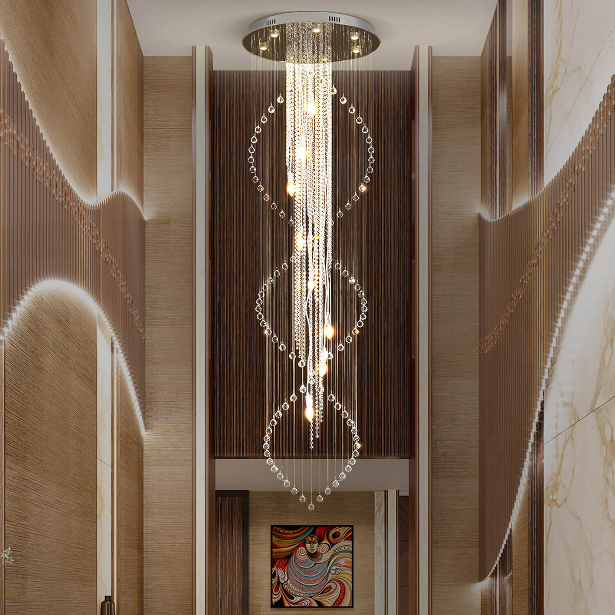 Lustre Double Spirale Haut Plafond