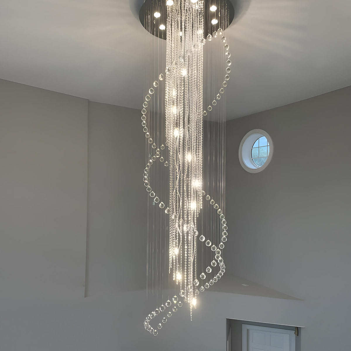 Lustre Double Spirale Haut Plafond