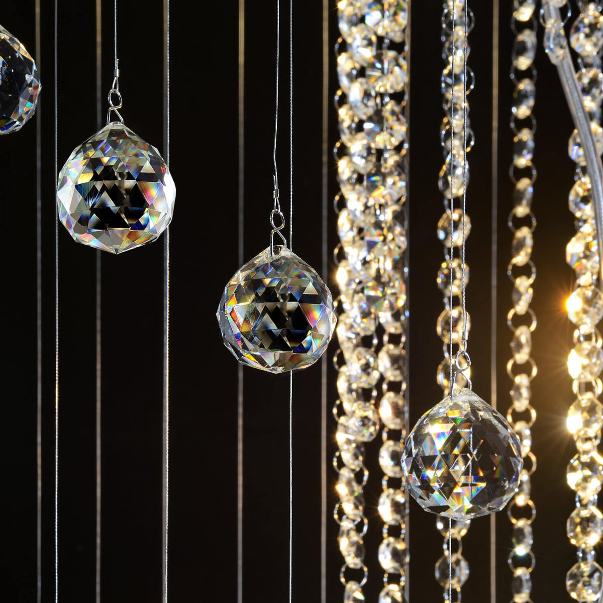 Lustre Spirale Cristal Argenté Gouttes suspendu